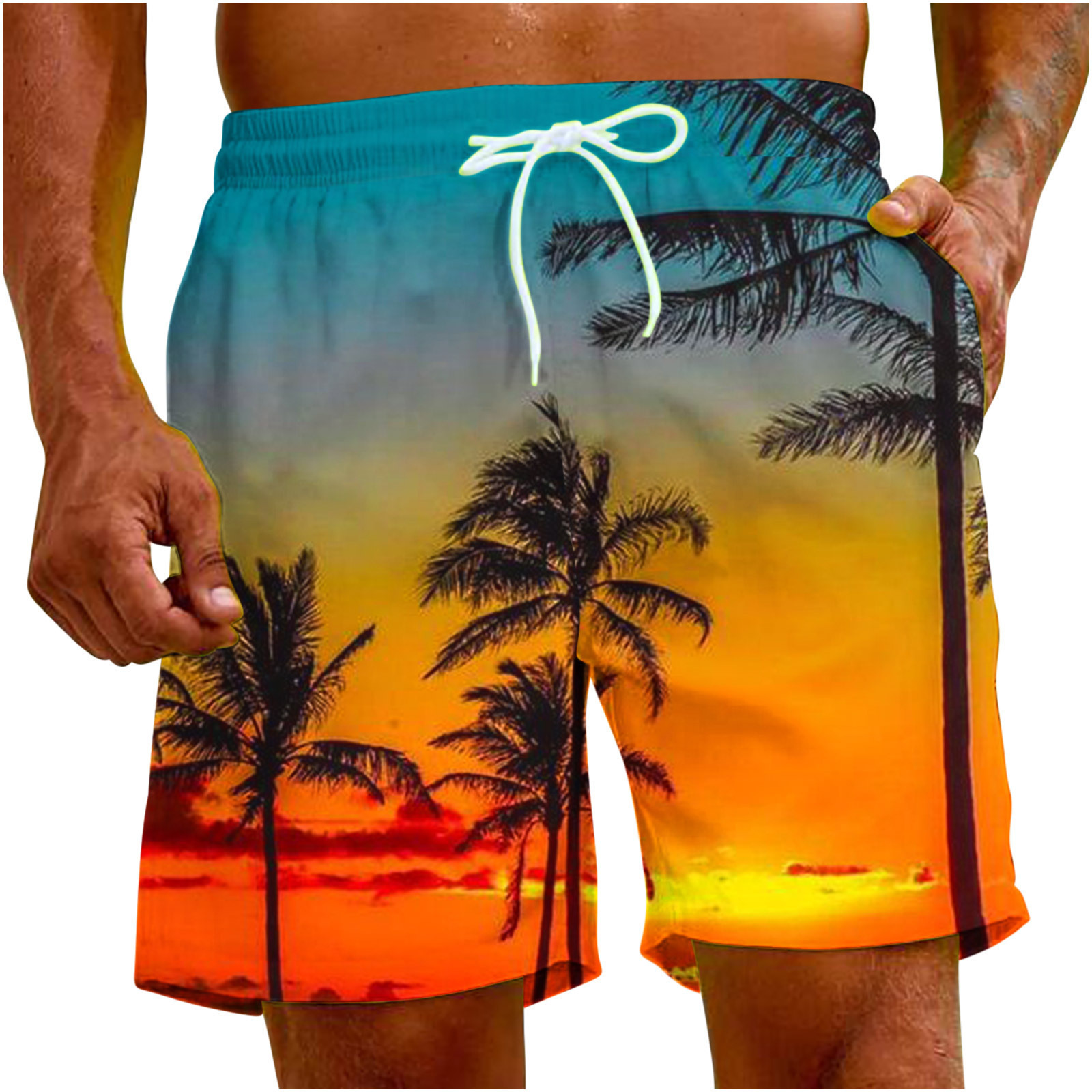 Free Shipping Designer Beach Pants Direct Supply 2025 European And American Cross-border Summer Men's Hawaiian Digital Print Beach Style Men'