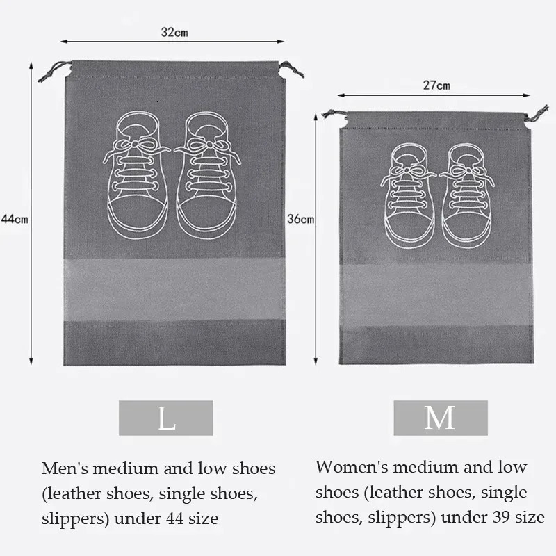 10pcs Shoes Storage Organizer Bags Nonwoven Travel Portable Closet Bag Waterproof Pocket Clothing Tranparent Hanging 250612