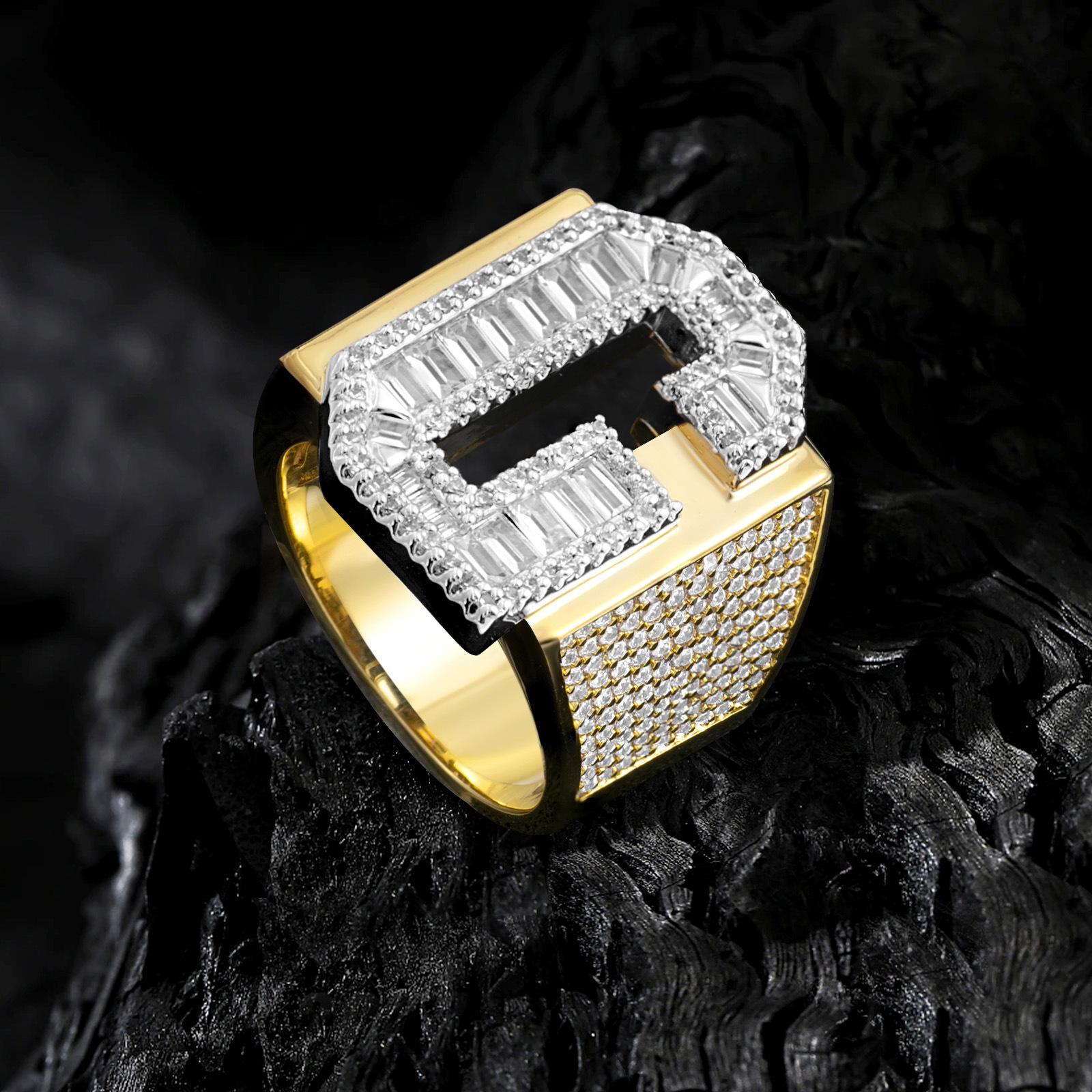 Moissanite rings Hip Hop Moissanite Ring English Letter Men's Light Luxury Unique Design High End Ring