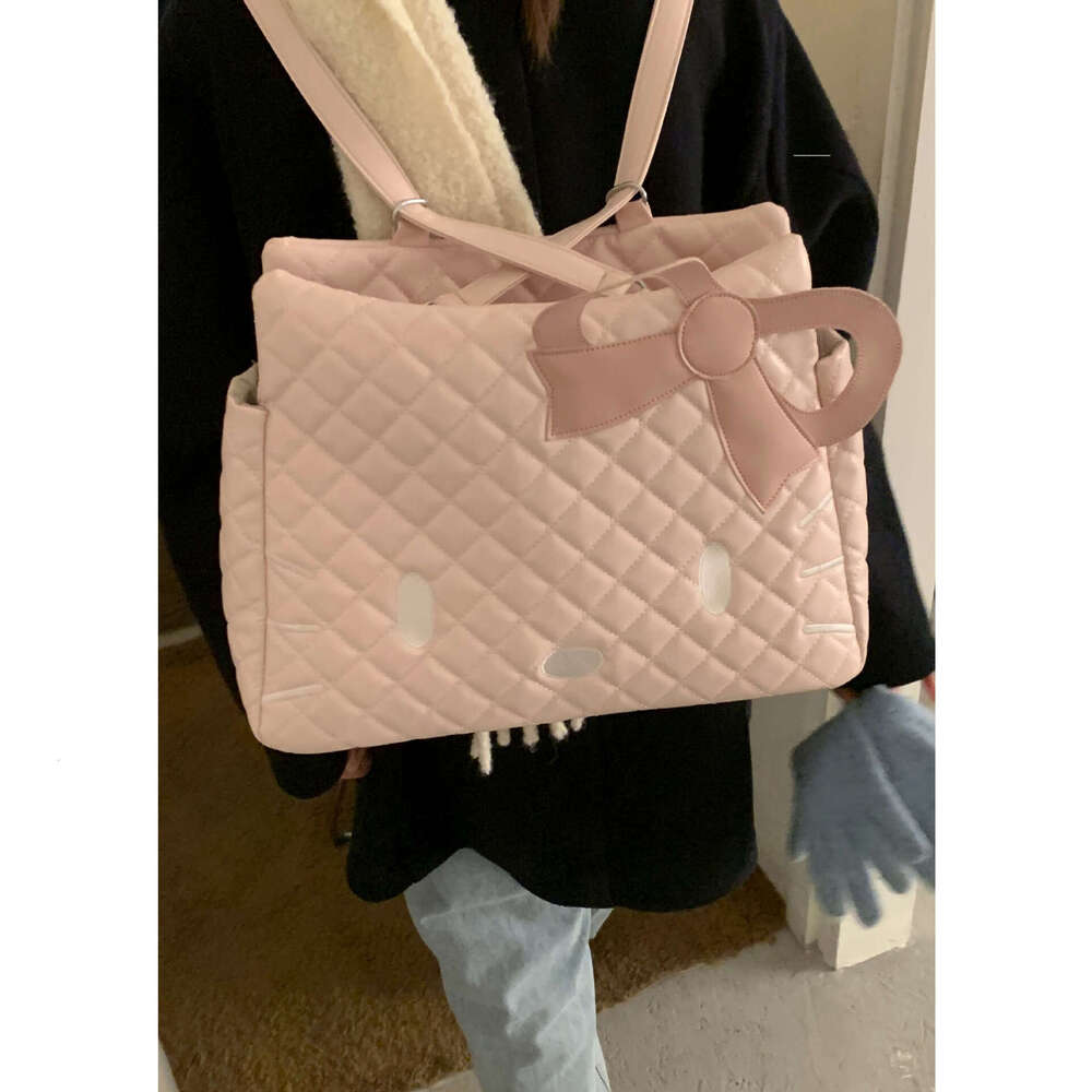 designer bag Korean Style Cute Cartoon Cat Handbag Women's 2024 New Quilted Tote Bag Large Capacity Backpack