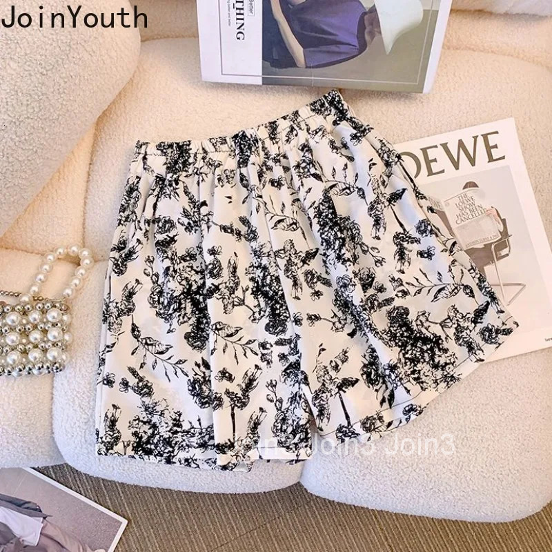 Fashion Two Piece Sets Women Outfits Patchwork Off Shoulder Oversized Shirt Wide Leg Pants Suit Casual Floral Korean Summer Set