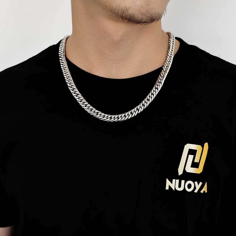 Hip Hop 7mm 9mm Stainless Double Weave Six-Sided Polished Cuban Real Gold Plated Dragon Head Clasp Titanium Steel Necklace 7f1c