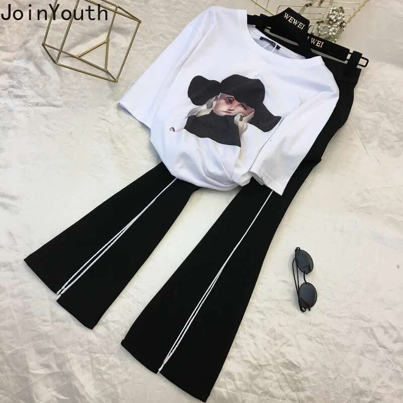 2025 New Bottoms Summer Fashion Flare Pants Women Clothing High Waist Tunic Split Trousers Casual Vintage Black Pantalon Femme