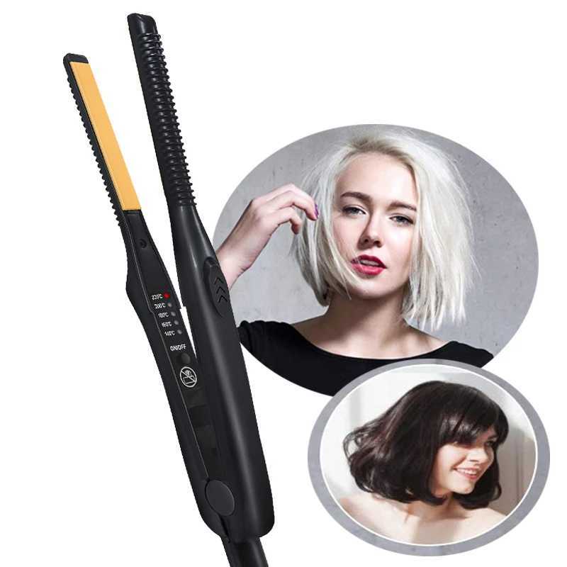 Ultra-Thin Short Fluffy Pencil Hair Flat Iron Hair Straightener Ceramic Curling And Straightening For Short Beard And Hair ToolsXJ250621
