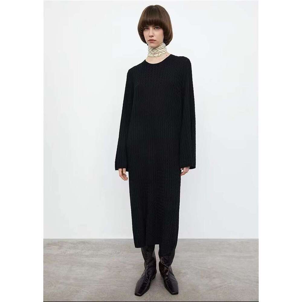 White Skirt Maxi Skirt Nordic Series Minimalist Lazy Loose Cable Knit Long Wool Dress Long Skirt