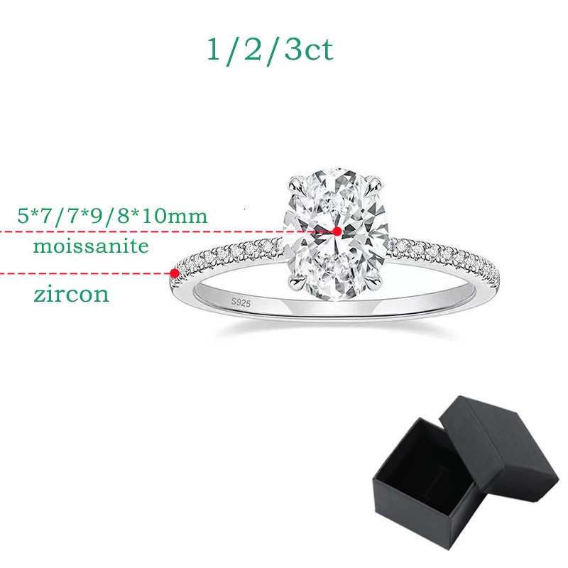 Smyoue Oval Cut 1CT 2CT 3CT D Color Rings for Women Lab Diamond Wedding Promise Band S925 Sterling Silver Jewelry GRA 250617