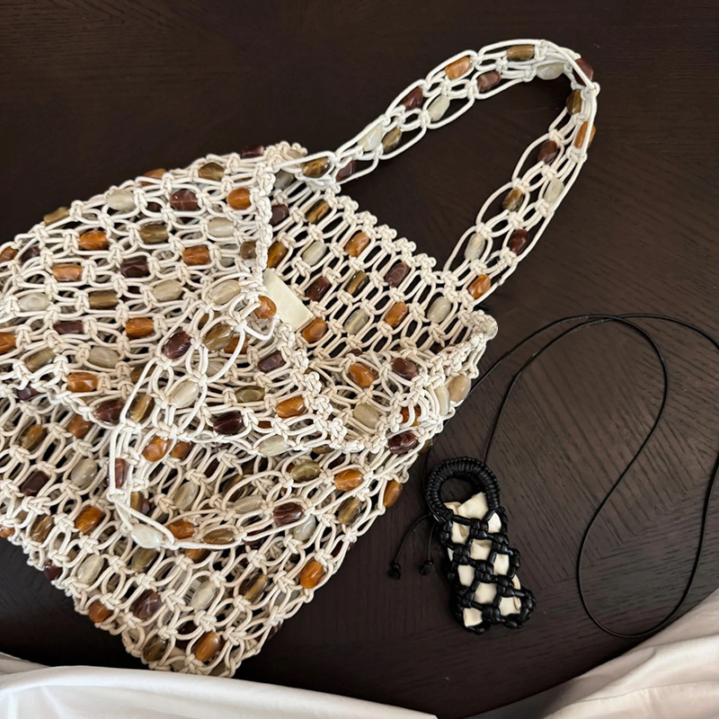 Free shipping designer bag Korean Style Hollow Cotton Rope Woven Large Capacity Underarm Bag Simple Versatile Tote Bag Shoulder Bag Beach Vacation Bag