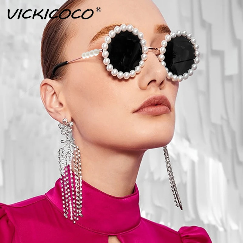 Pearl Round Sunglasse Small Frame Oval Vintage Sunglasses Elegant Retro Steampunk Sunglasses Men 250617
