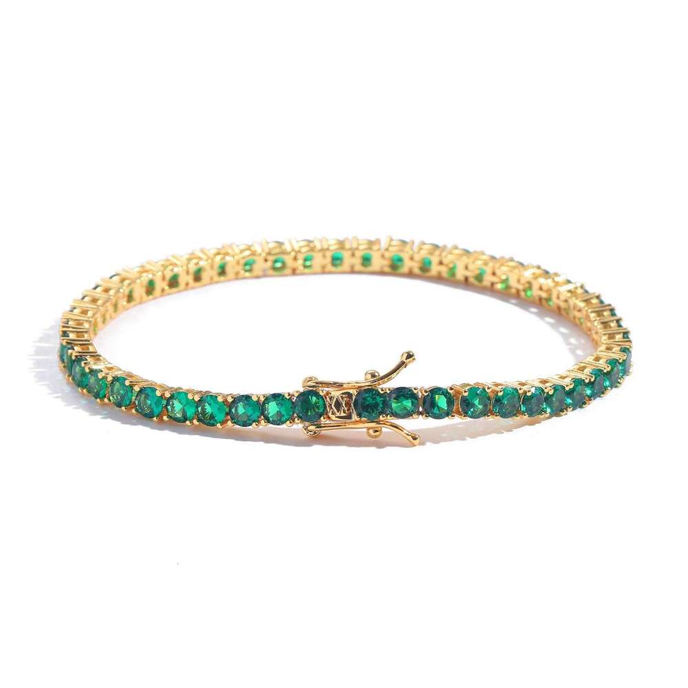 4mm Green Zircon Simple Personality Unisex Tennis Chain Hip Hop Necklace 4456