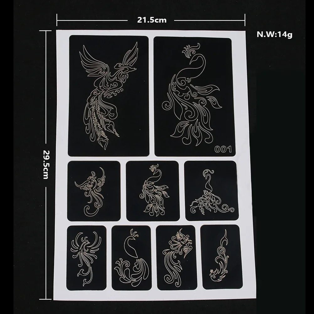 Tattoo Stencil Multiple Styles Reusable Hollow Tattoo Stencil Body Art Paste Drawing Airbrush Glitter Tattoo Template 250619