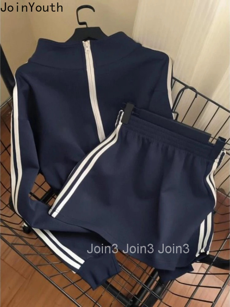 Skirt Suit Casual Women Two Piece Sets Roupas Femme Stand Neck Zipper Sweatshirts Coat Bodycon Mini Skirts Outfits Chic Y2k Set