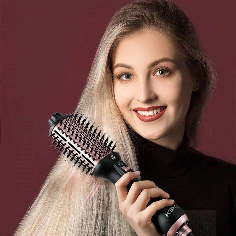 KIPOZI Hair Blow Dryer Brush Create Voluminous Curls 4 In 1 Hot Air Comb Reduces Frizz Static Electricity