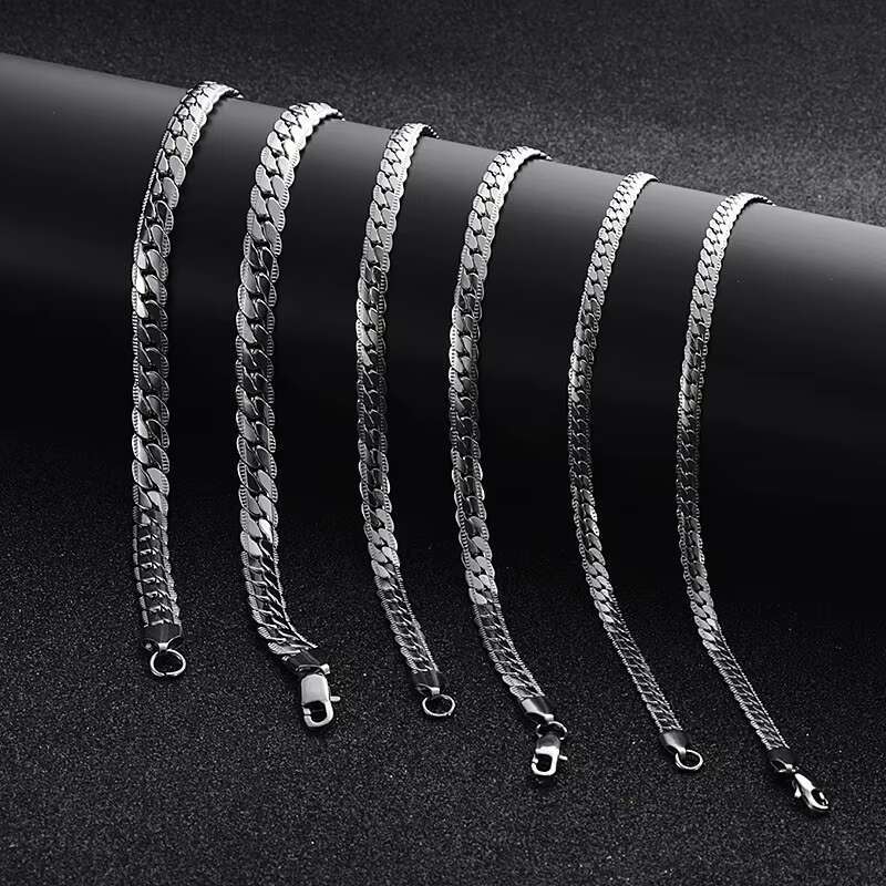 Simple Custom Stainless Steel Men Jewelry Hip Hop Gold Plated Cuban Chain Necklace