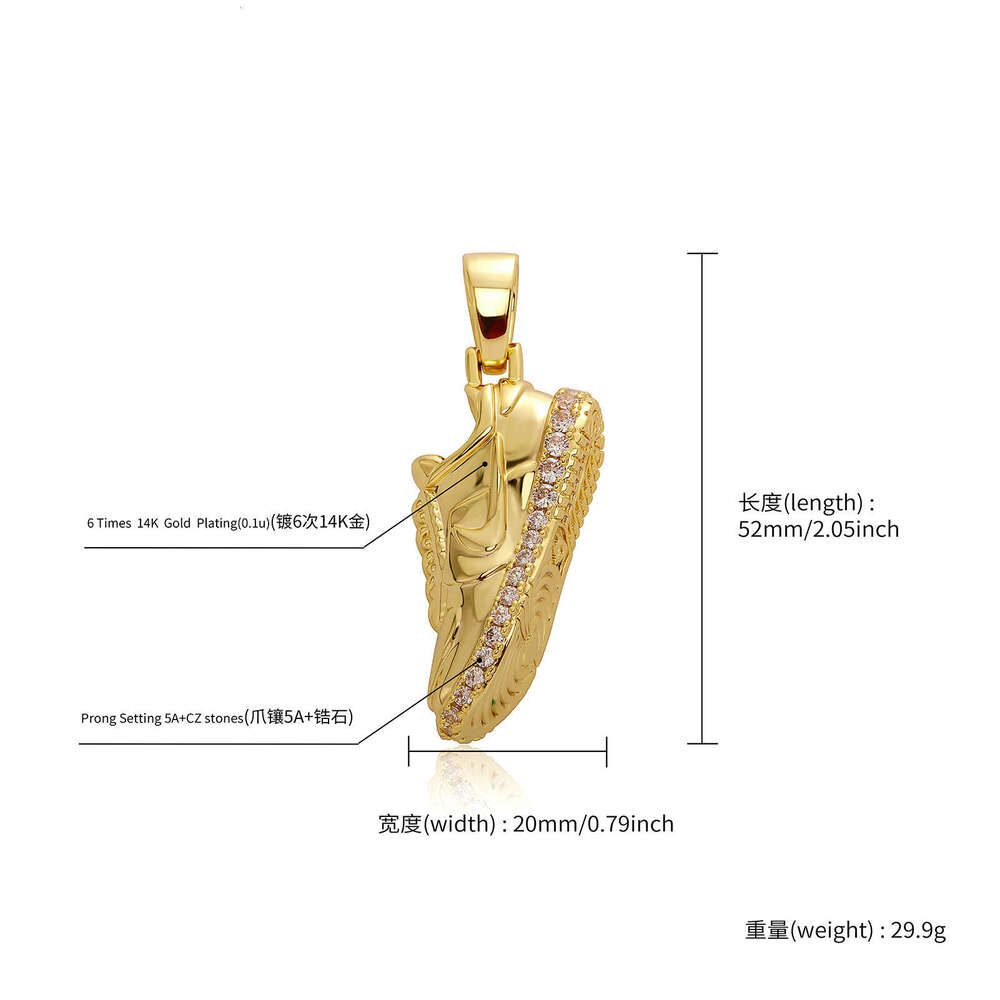 Jin Ao New Hip-Hop Pendant Full Dia Sneaker Necklace Copper Inlaid Zircon Personality Unisex Accessories Hoodie Chain