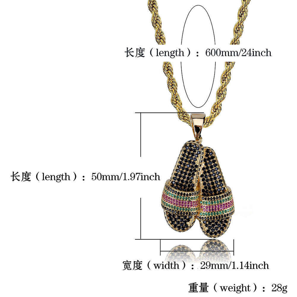 Unique Slippers with Micro-Inlaid Colorful Zircon Hip-Hop Men's Trendy Pendant