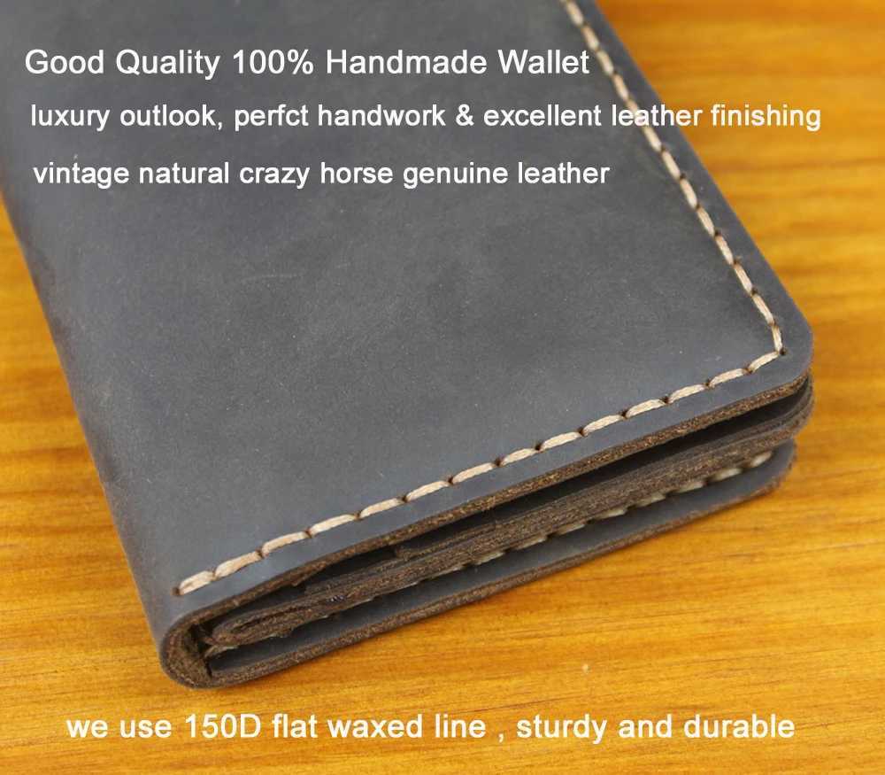 Handmade Genuine Leather Mens Long Wallet Clutch Bag Large Capacity Male Purse Money Clips Vintage Money Bag Phone Case Z250621