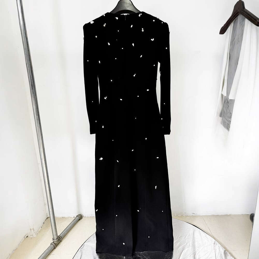 White Skirt Maxi Skirt Elegant Luxurious Beaded And Rhinestone Embellished Long Sleeve Maxi Dress Gown Long Skirt