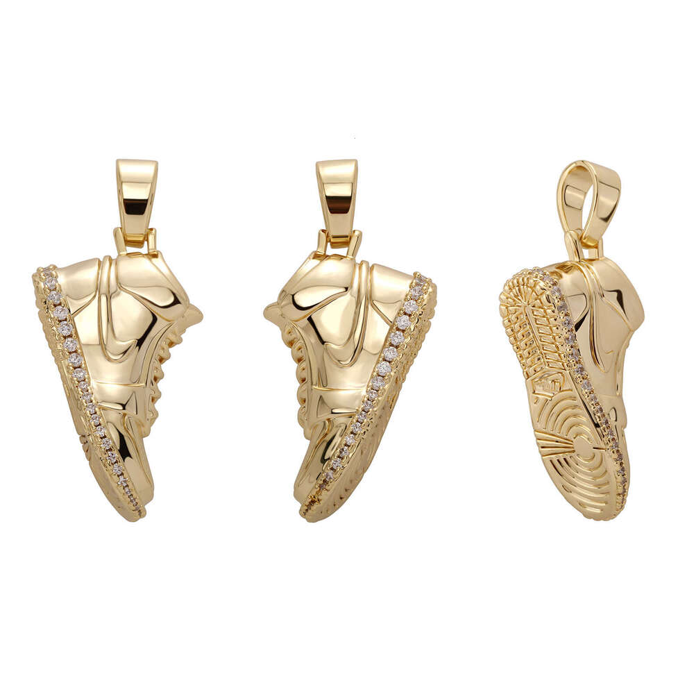 Jin Ao New Hip-Hop Pendant Full Dia Sneaker Necklace Copper Inlaid Zircon Personality Unisex Accessories Hoodie Chain
