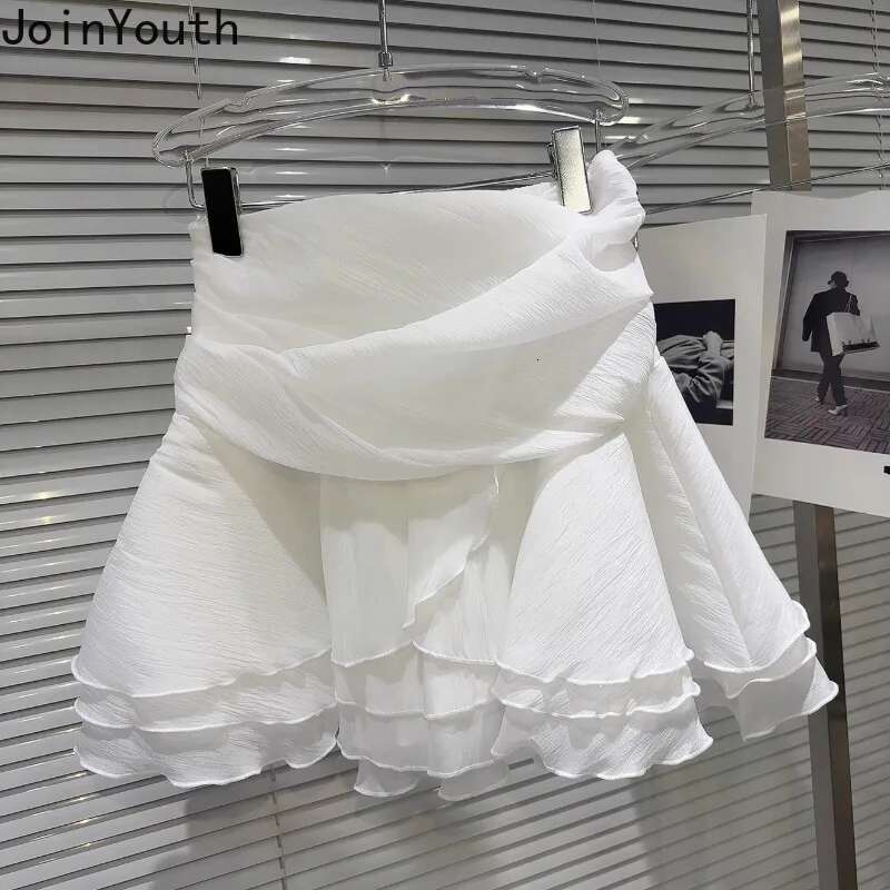 Skirt Suit Women Clothing Summer Two Piece Set V-neck Long Sleeve Blouse High Waist A-line Mini Skirt Outfits Chic Chiffon Sets