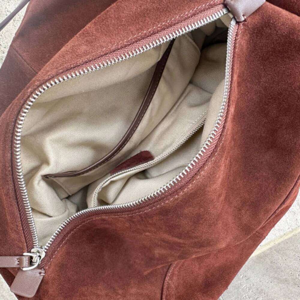Motingsome Natural Suede Leather Women Boston Bags Roomy Pillow Matte Cowhide Bag 2024 New Crossbody Retro Tote