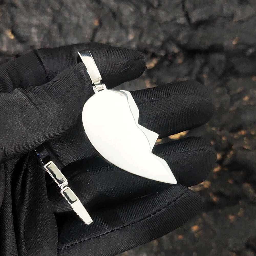 Hip Hop Magnetic Heart Men's Necklace Trendy Brand Personality Micro Paved Zircon Photo Frame Pendant 0587