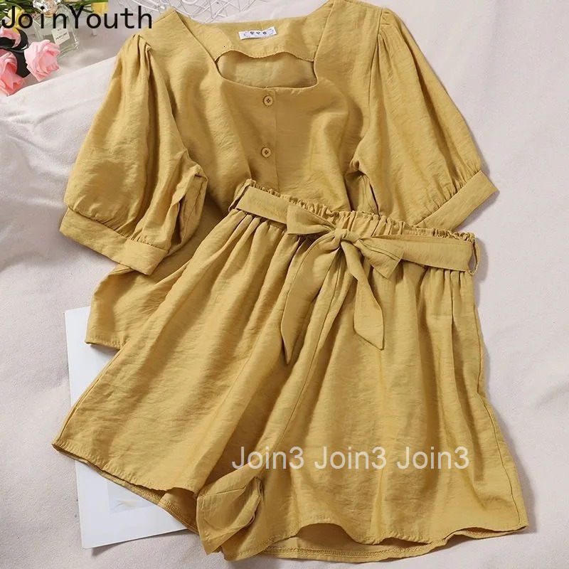 Summer Two Piece Sets 2025 Womens Clothing Square Collar Puff Sleeve Blouse Highi Waist Wide Leg Pants Outfits Temperament Set
