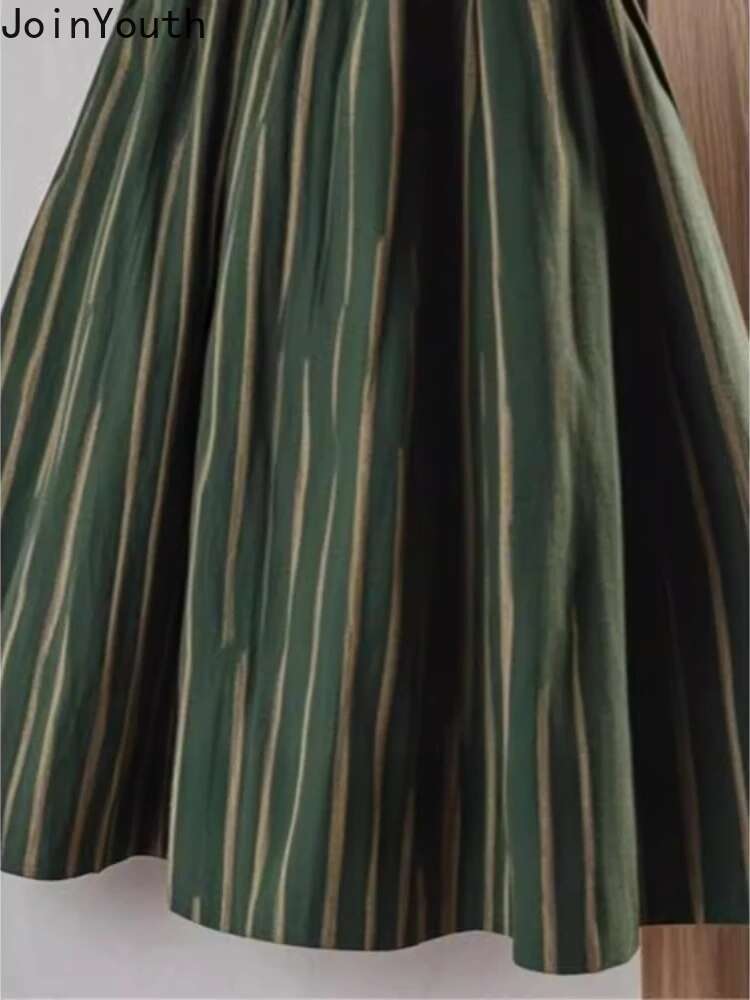 High Waist Skirt for Womens 2025 Faldas Mujer De Moda Vintage Korean Jupe Loose A-line Saia Fashion Striped Slim Fit Skirts