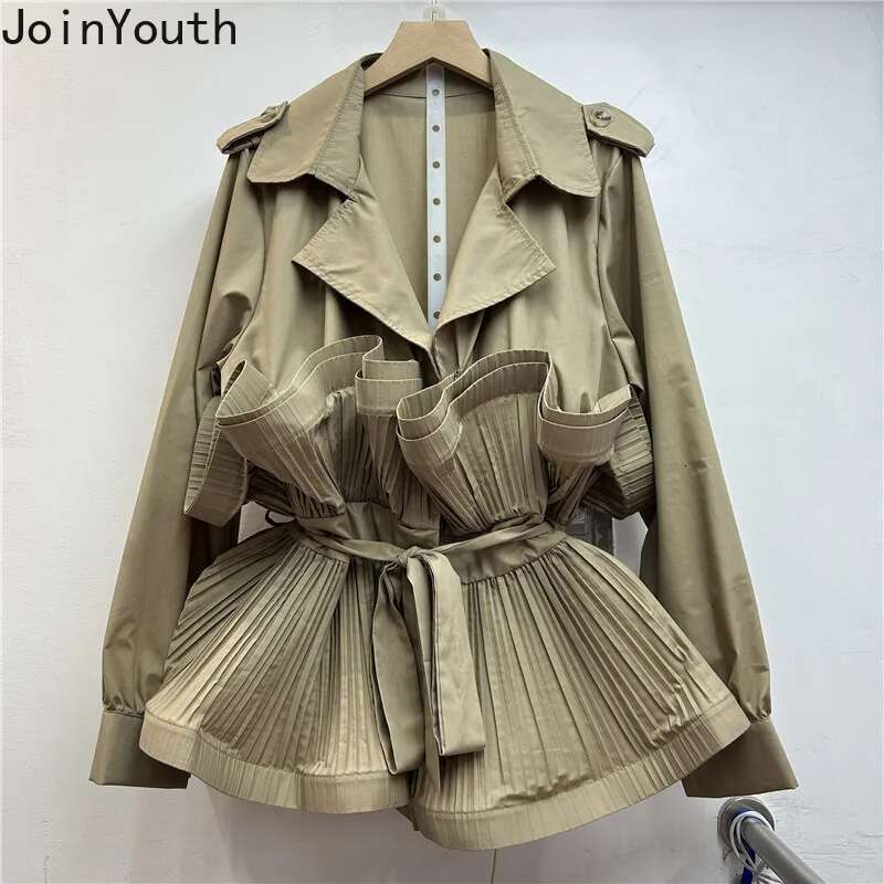 2025 Camise De Mujer Fashion Blouse Jackets Womens Clothing Bandage Slim Waist Shirts Folds Ruffles Blouses Temperament Tops