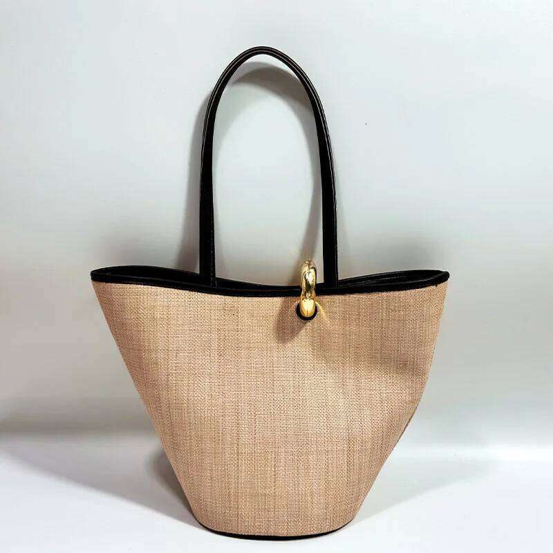 Designer Luxury Spring And Summer Casual Multifunctional Commuter Basket New Stylish Retro Women Straw Woven Tote Bag Bags For Wome