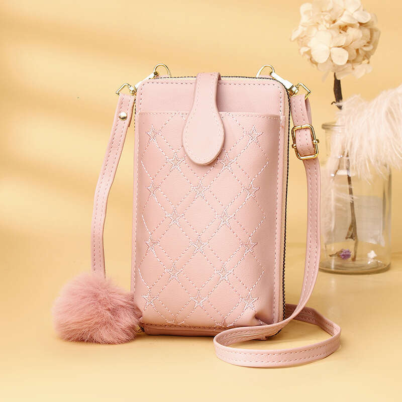 Phone for Women Korean Style Crossbody Large Capacity Ladies Wallet with Zipper Soft Leather Shoulder Bag