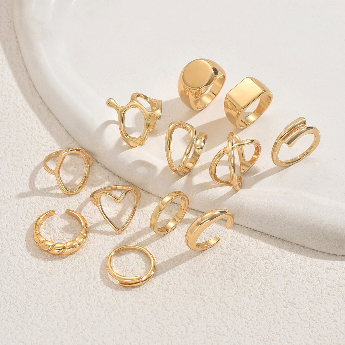 Line Jewelry Set High-End Sense Round Design Open Ring For Women