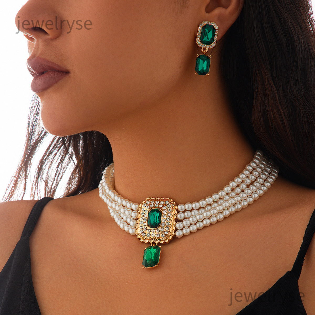 necklace moissanite chain necklaces designer Temperament light luxury square diamond gem necklace retro pearl bead collarbone necklace jewelry woman d