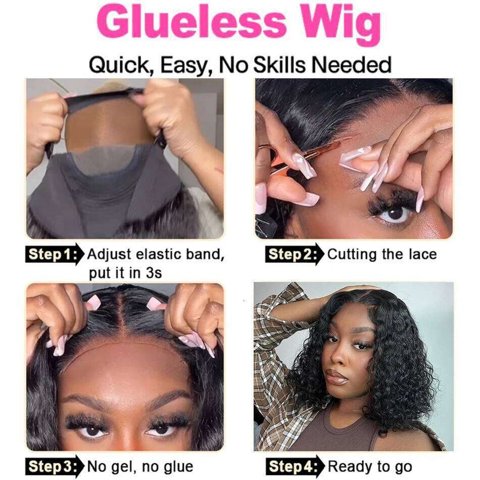Glueless Brazilian Short Bob Kinky Curly Lace Front Human Hair Wigs 13x4 Transparent Closure Wig Cheveux Humain Perruque