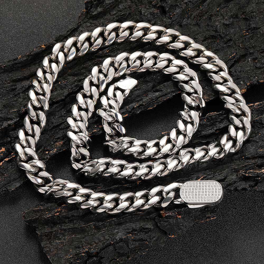Stainless Steel Cuban Chain Hip Hop Men's Trendy Brand Zircon Spring Clasp Exaggerated Necklace f1fa