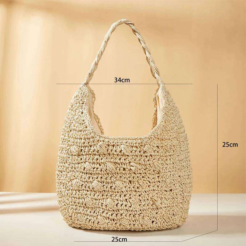 Fashion Women Shoulder Paper Woven Female Handbags Large Capacity Summer Beach Straw Bags Casual Tote Purses 2022