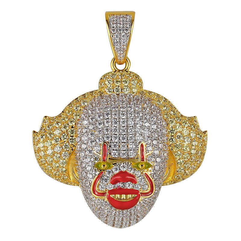 Hip Hop COS Classic Clown Fun Pendant Full Zircon Inlay Unisex Trendy Accessories
