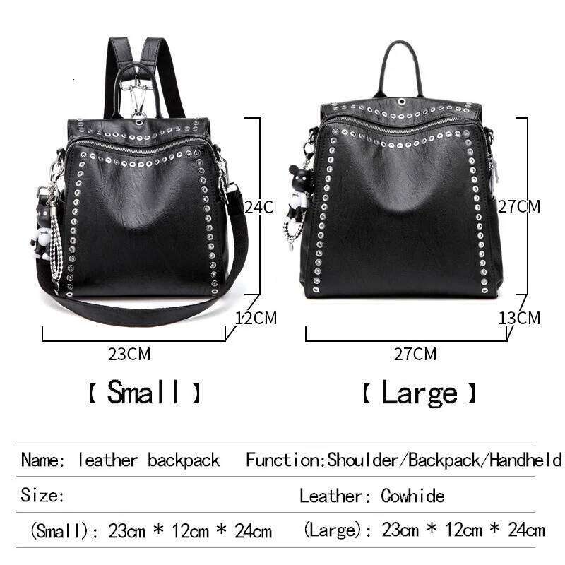 Designer bag Women Genuine Leather Backpack Rivet Multifunctional Shoulder Female Retro Travel Bag Teenage Girls Fashion Schoolbag