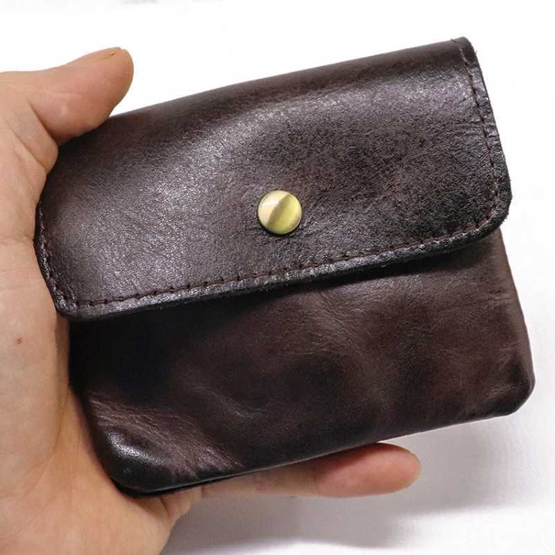 Genuine Leather Wallet For Men Women Vintage Handmade Short Small Mens Purse Card Holder With Zipper Coin Pocket Money Bag Z250621