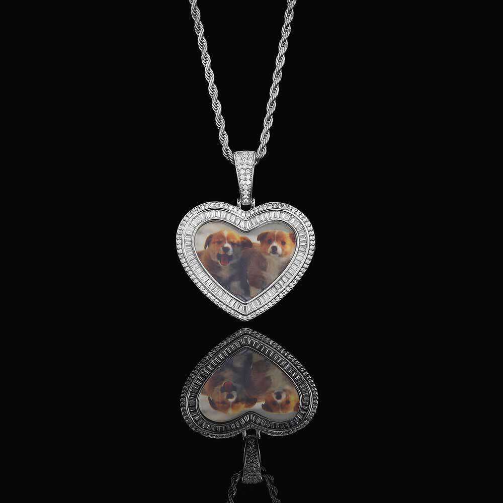 Photo Frame Mixed Heart Pendant Hip-Hop Necklace 618e