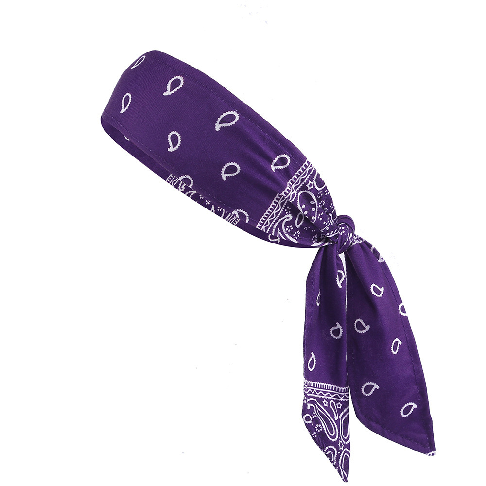 European and American Paisley patterned Street Sports Headband Tie on Polyester Sweat absorbing Headband for Cycling Running and Summer Cooling Ice Si