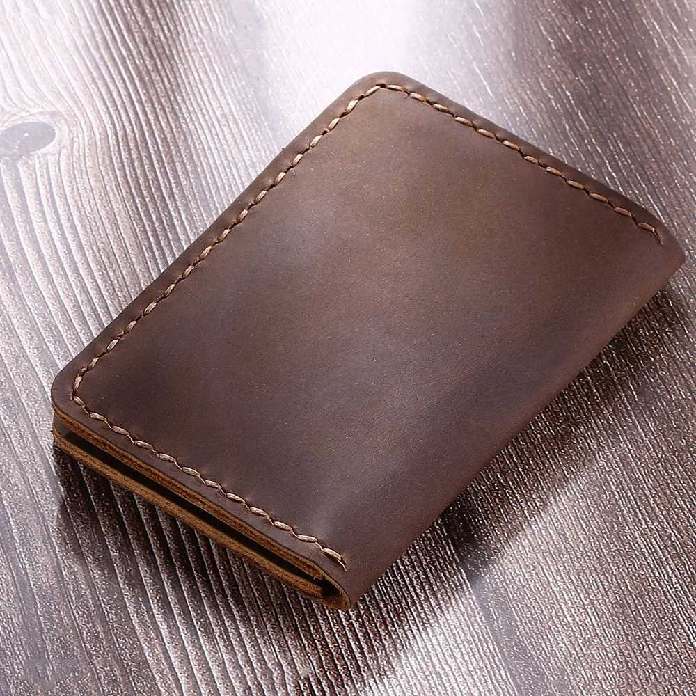 Handmade Leather Holders Crazy Horse Leather Wallet for Cards Genuine Leather Bank Cardholder Z250621