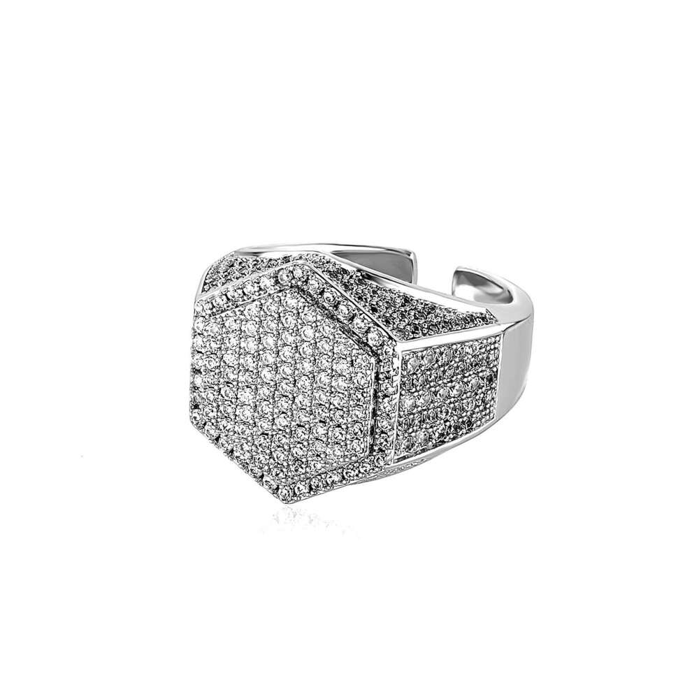 Exaggerated Personality Open Ring Fashion Trend Polygonal Wide Design Jewelry Gold Australia
