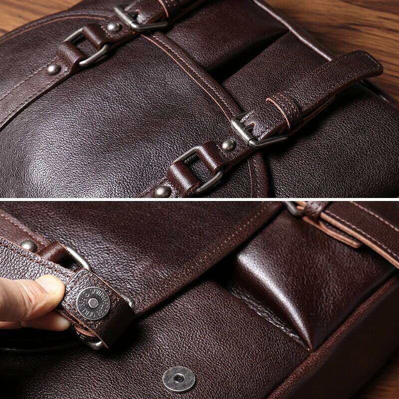 NUKA Designer Messenger Men's Genuine Leather Shoulder Retro High Quality Crossbody Bag Office Business Briefcase