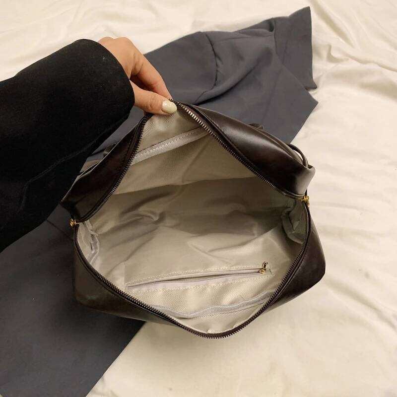 MOODS Square Shoulder Bags For Women Retro Small Boston Bag Pure Color PU Leather Large Capacity Totes 2024 Latest Trend Handbag