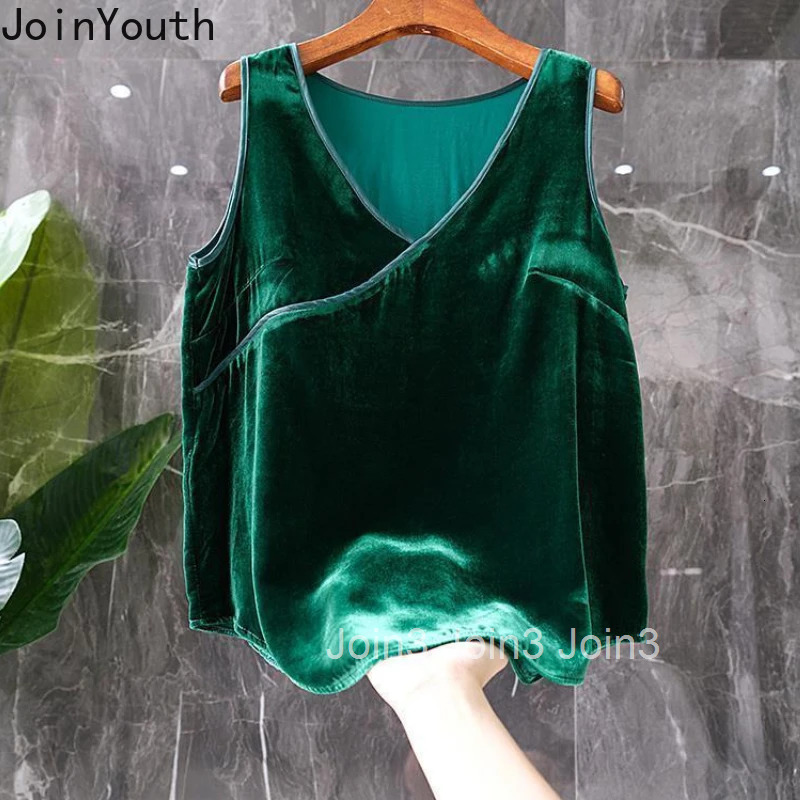 Vintage Tanks V-neck Sleeveless Fashion Black Waistcoats 2025 Ropa Mujer Korean Velvet Vest Temperament Oversized Tops Women