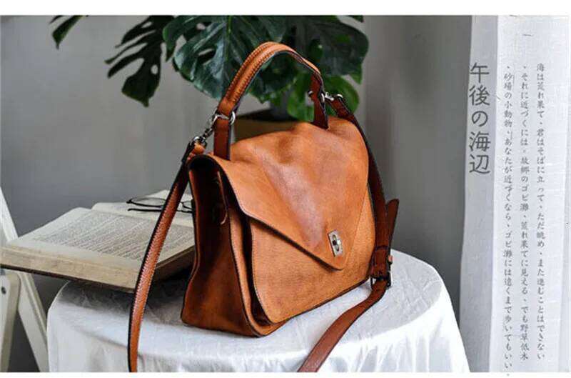 Casual handmade genuine leather women's handbag simple designer fashion natural soft real cowhide party shoulder messenger bag