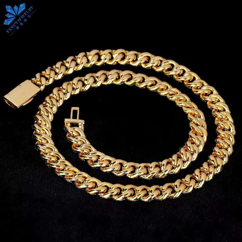 Hip Hop Fine Jewelry Moissanite Diamond Men Necklace Sterling Silver Fully VVS Moissanite Luxury Cuban Link Chain