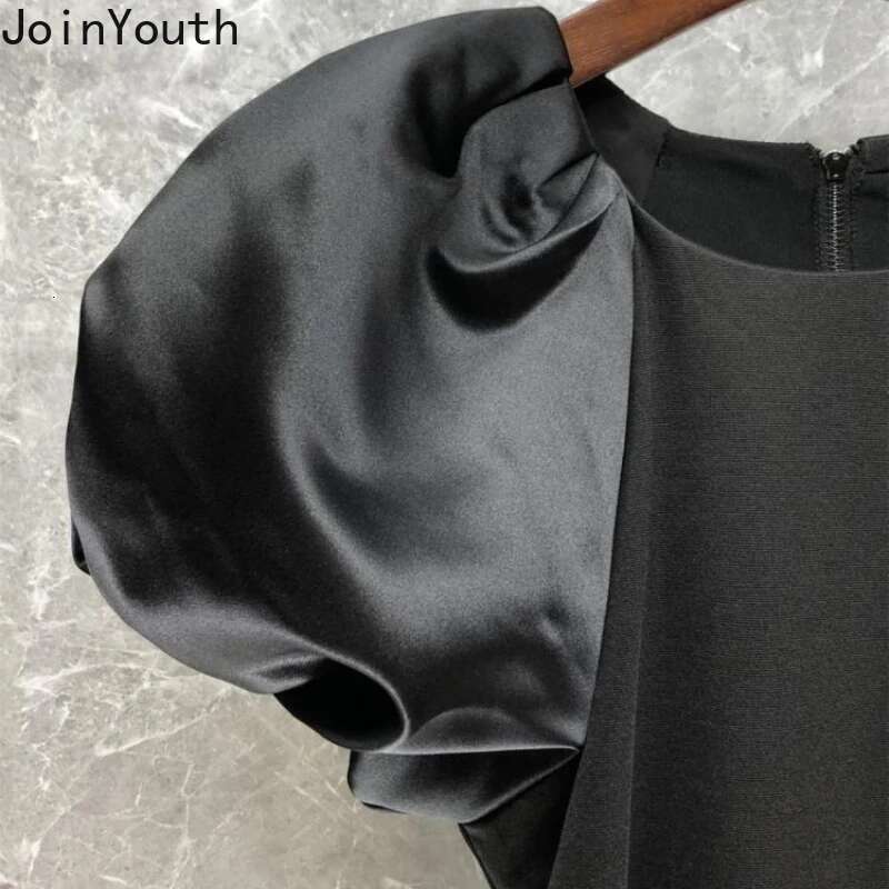 2025 Blusas Mujer De Moda Puff Sleeve O-neck Blouses for Women Fashion Korean Summer Shirts Slim Fit Zipper Temperament Tops