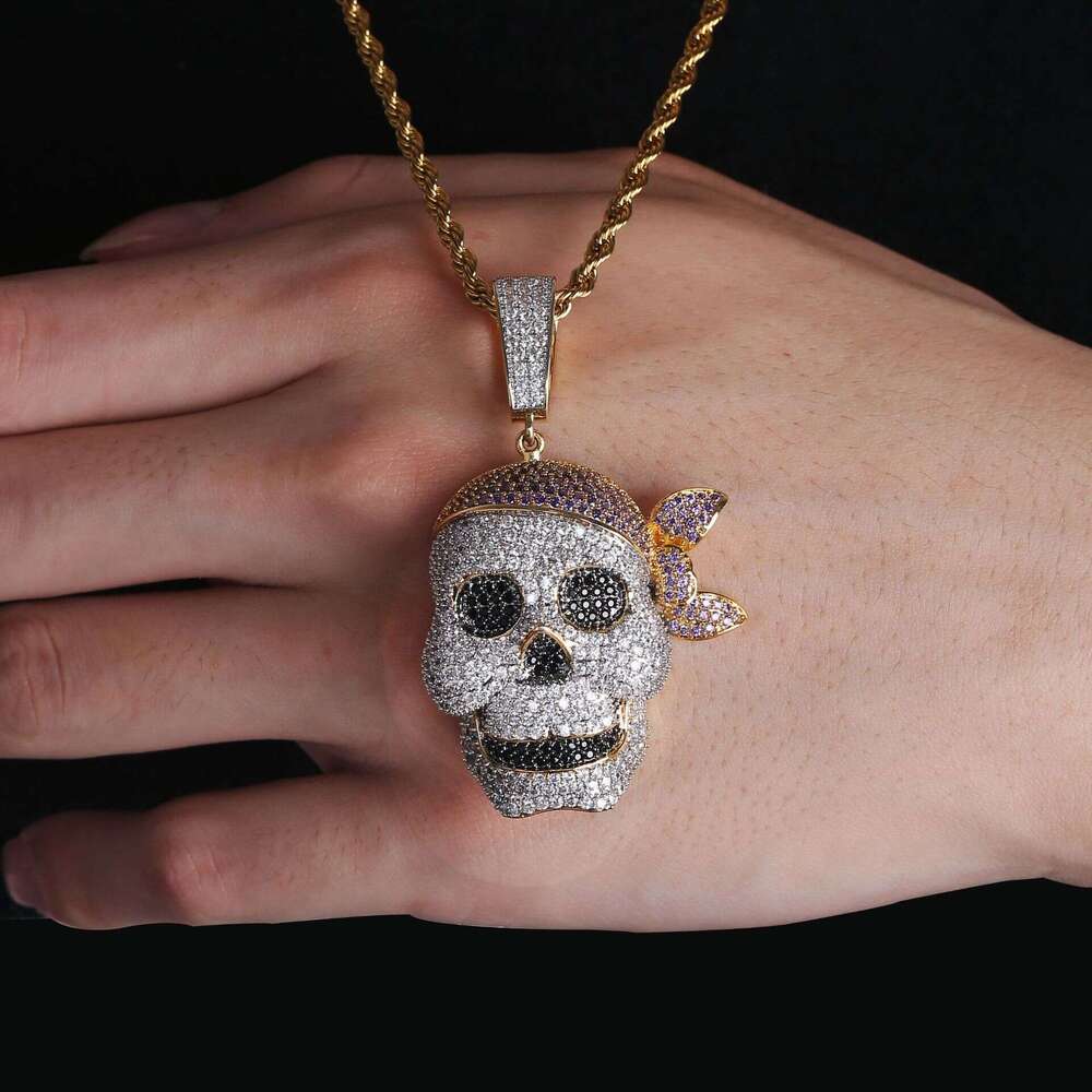 Jin Ao Pirate Skull Hip-Hop Pendant Men TikTok Full Zircon Personality Necklace