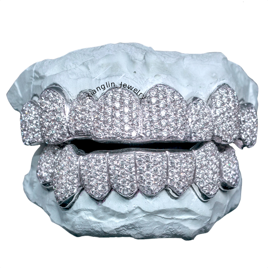 Custom Fit 925 Sterling Silver Fully Bustdown Zig Zag Setting Hip Hop Iced Out Moissanite Grillz